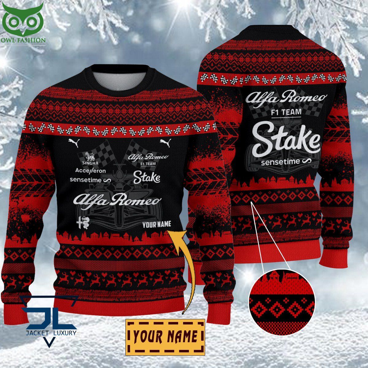 Alfa Romeo F1 Team Customized Ugly Sweater - Adult & Kids T-Shirts, Sweatshirts & Hoodies apparel design preview 1