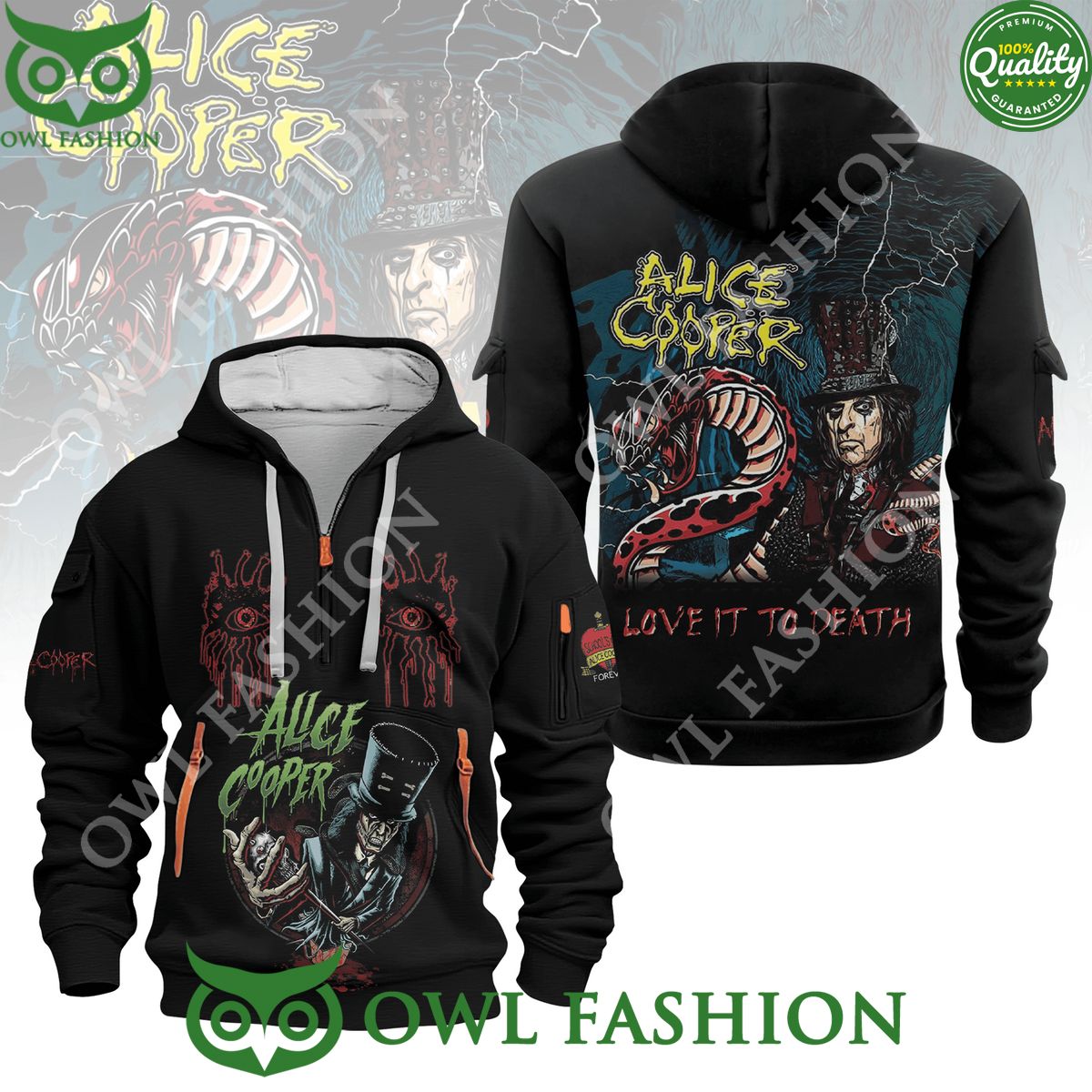 Alice Cooper Love it to death quarter halloween zip - Adult & Kids T-Shirts, Sweatshirts & Hoodies apparel design preview 1