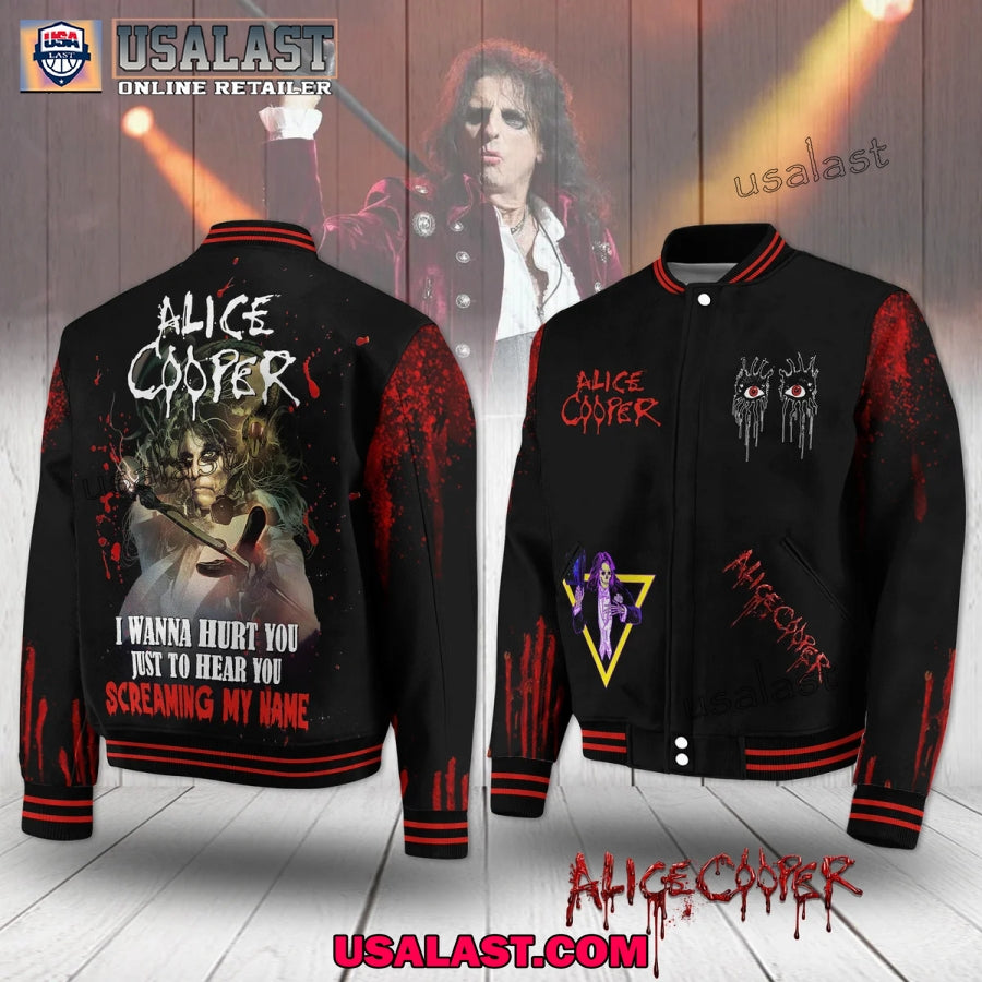 Alice Cooper Screaming My Name Baseball Jacket - Adult & Kids T-Shirts, Sweatshirts & Hoodies apparel design preview 1