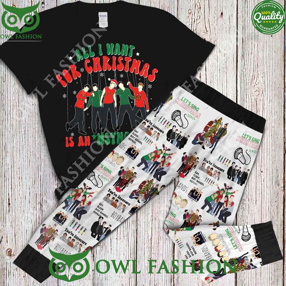 All I Want For Christmas an Nsync Tour Pajamas Set - Adult & Kids T-Shirts, Sweatshirts & Hoodies apparel design preview 1