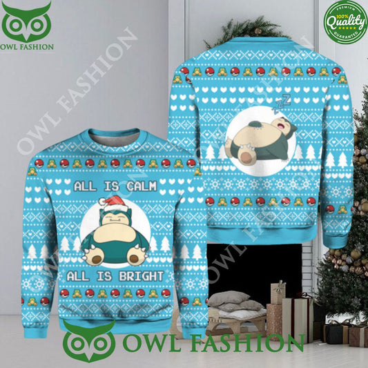 All is calm bright snorlax Christmas sweater Jumper - Adult & Kids T-Shirts, Sweatshirts & Hoodies apparel design preview 1
