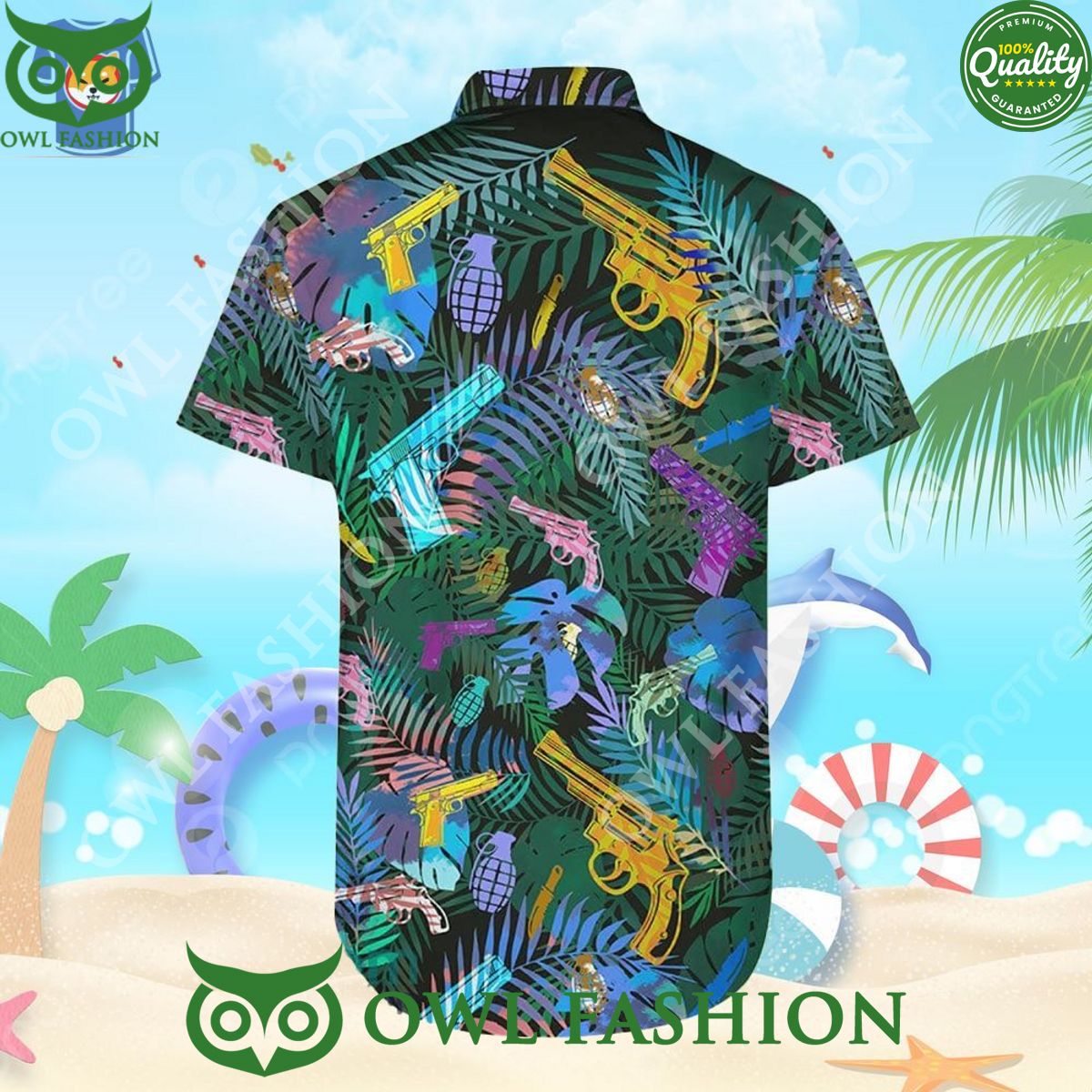 Aloha Colorful Short Gun Tropical Pattern Sumer - Adult & Kids T-Shirts, Sweatshirts & Hoodies apparel design preview 1