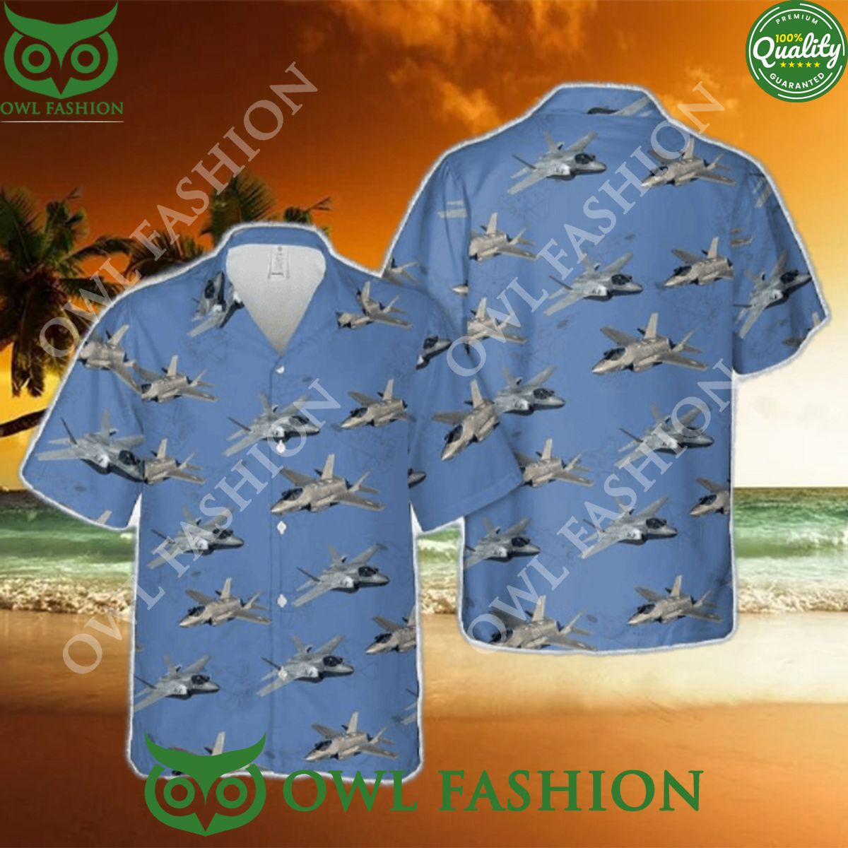 Aloha Summer US Navy F 35 Lightning II Hawaiian - Adult & Kids T-Shirts, Sweatshirts & Hoodies apparel design preview 1