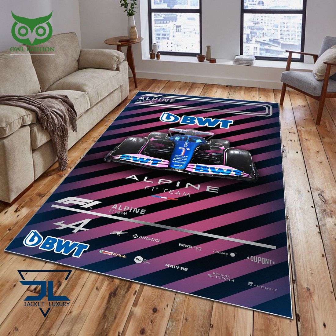 Alpine F1 Team Black Pink Carpet Rug - Adult & Kids T-Shirts, Sweatshirts & Hoodies apparel design preview 1