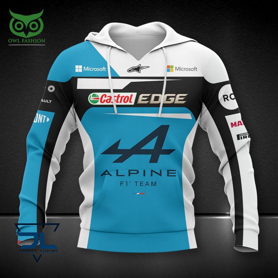 Alpine F1 Team Blue White 3D - Adult & Kids T-Shirts, Sweatshirts & Hoodies apparel design preview 1
