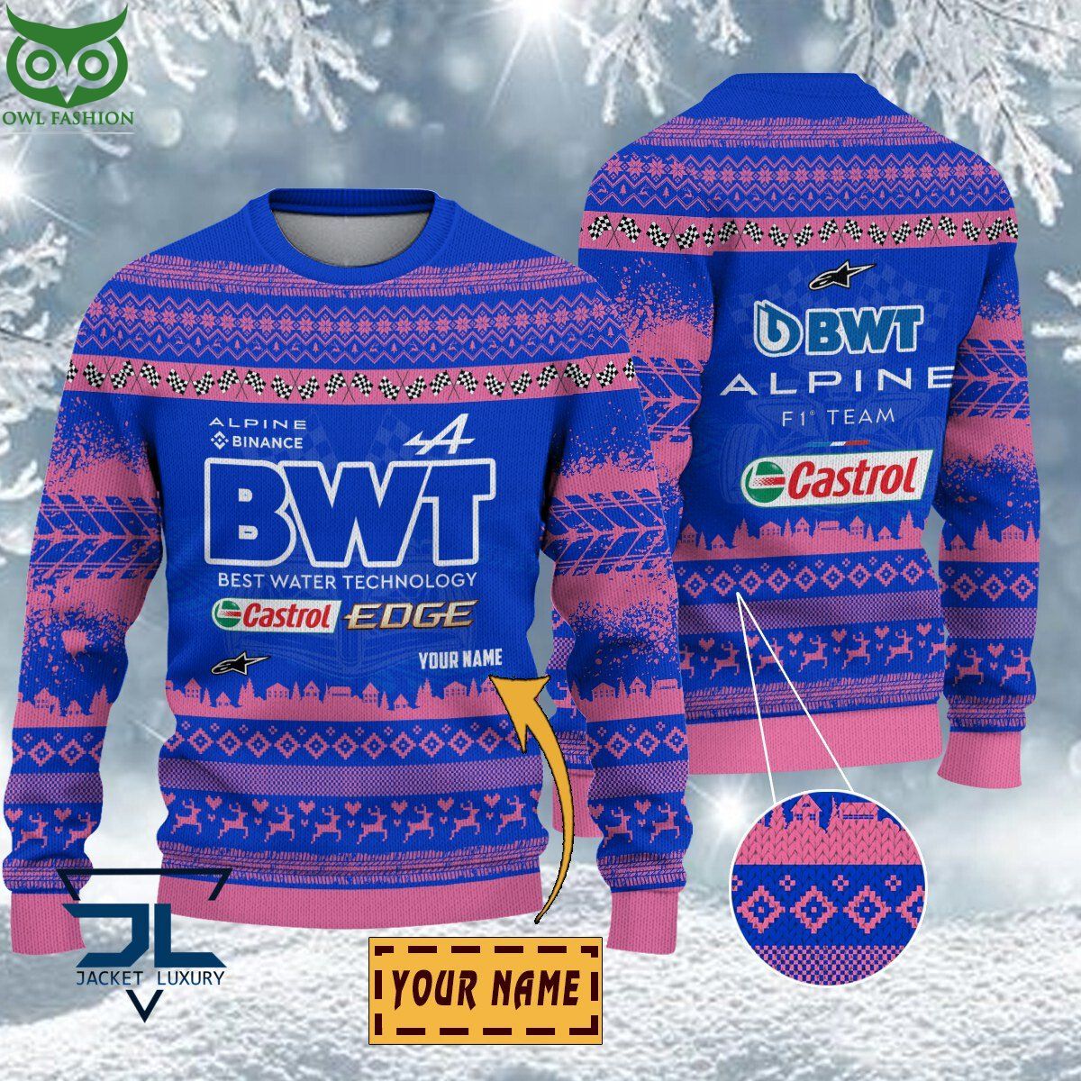 Alpine F1 Team Customized Ugly Sweater - Adult & Kids T-Shirts, Sweatshirts & Hoodies apparel design preview 1