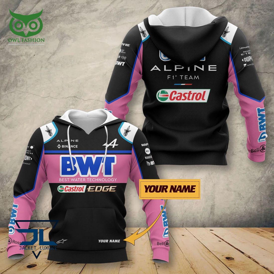 Alpine F1 Team Pink Black 3D - Adult & Kids T-Shirts, Sweatshirts & Hoodies apparel design preview 1
