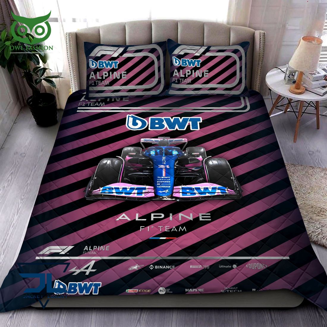 Alpine F1 Team Quilt Set - Adult & Kids T-Shirts, Sweatshirts & Hoodies apparel design preview 1