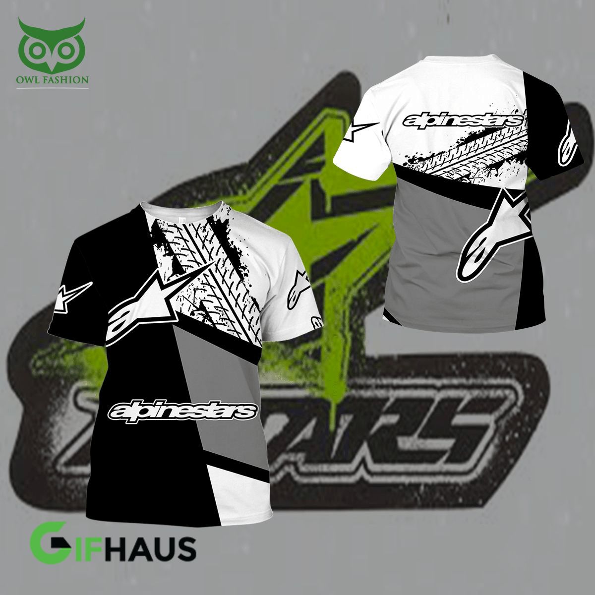 Alpinestars Sport Brand Black White Golf 3D - Adult & Kids T-Shirts, Sweatshirts & Hoodies apparel design preview 1