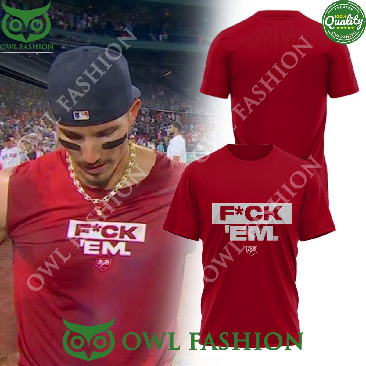 American baseball outfielder Jarren Duran Fck em - Adult & Kids T-Shirts, Sweatshirts & Hoodies apparel design preview 1