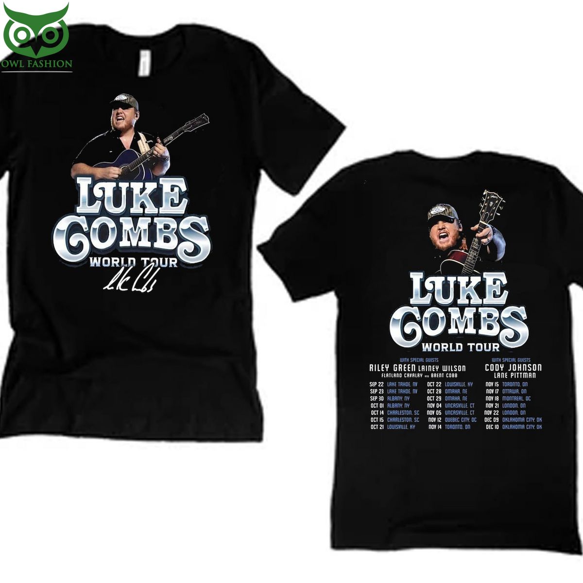 American Singer Luke Combs World Tour 2023 Shop Owl - Adult & Kids T-Shirts, Sweatshirts & Hoodies apparel design preview 1