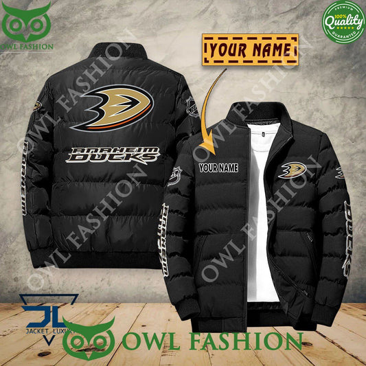 Anaheim Ducks Custom Name NHL Ice Hockey Puffer - Adult & Kids T-Shirts, Sweatshirts & Hoodies apparel design preview 1