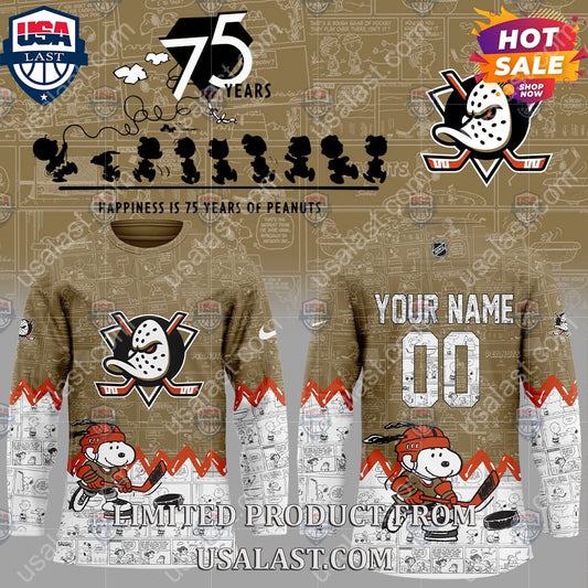 Anaheim Ducks NHL Happiness Is 75th Anniversary of - Adult & Kids T-Shirts, Sweatshirts & Hoodies apparel design preview 1