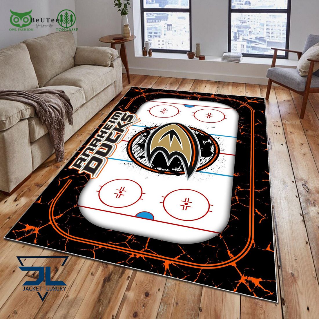 Anaheim Ducks NHL Hockey Team Carpet Rug - Adult & Kids T-Shirts, Sweatshirts & Hoodies apparel design preview 1