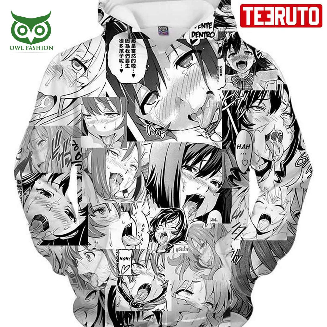 Anime Ahegao Hentai Face Hd 3d Aop - Adult & Kids T-Shirts, Sweatshirts & Hoodies apparel design preview 1