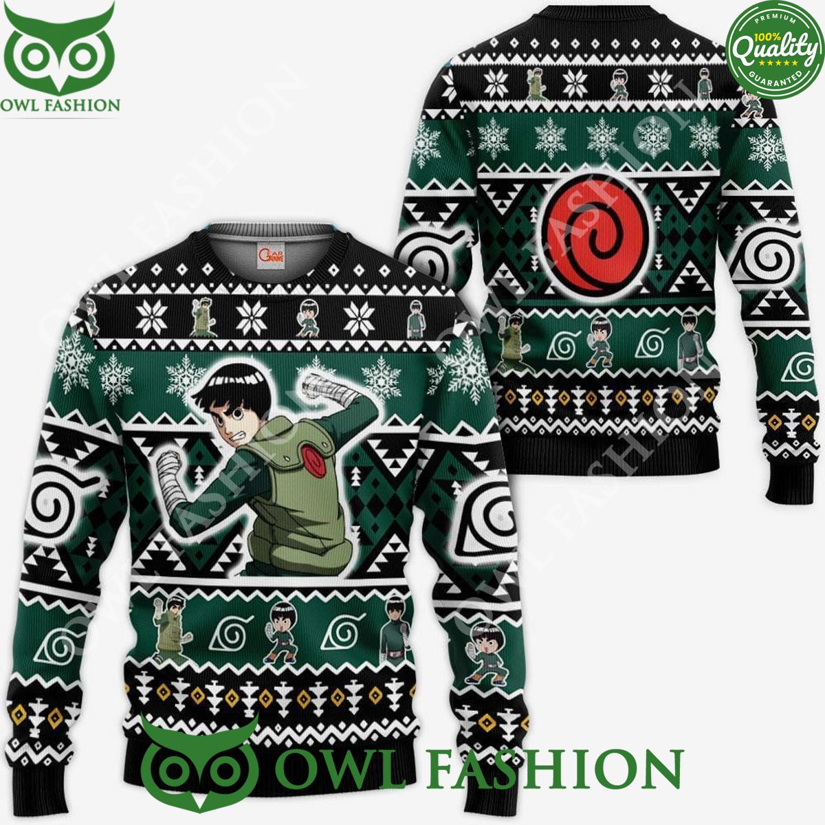 Anime Rock Lee Ugly Christmas Sweater Custom Xmas - Adult & Kids T-Shirts, Sweatshirts & Hoodies apparel design preview 1
