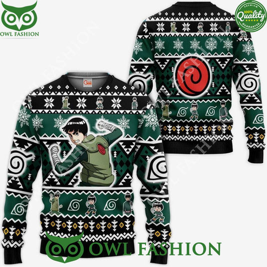 Anime Rock Lee Ugly Christmas Sweater Custom Xmas - Adult & Kids T-Shirts, Sweatshirts & Hoodies apparel design preview 1