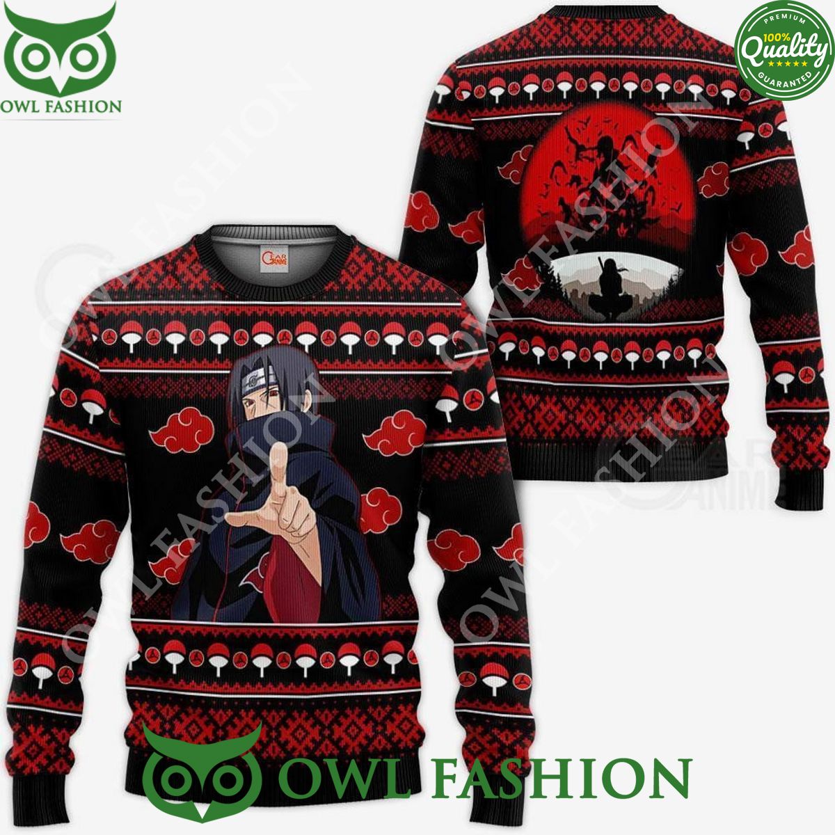 Anime Uchiha Itachi Ugly Christmas Sweater Akatsuki - Adult & Kids T-Shirts, Sweatshirts & Hoodies apparel design preview 1