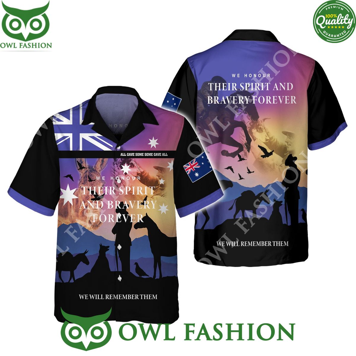 Anzac We Honour Their Spirit Bravery forever UK 3D - Adult & Kids T-Shirts, Sweatshirts & Hoodies apparel design preview 1
