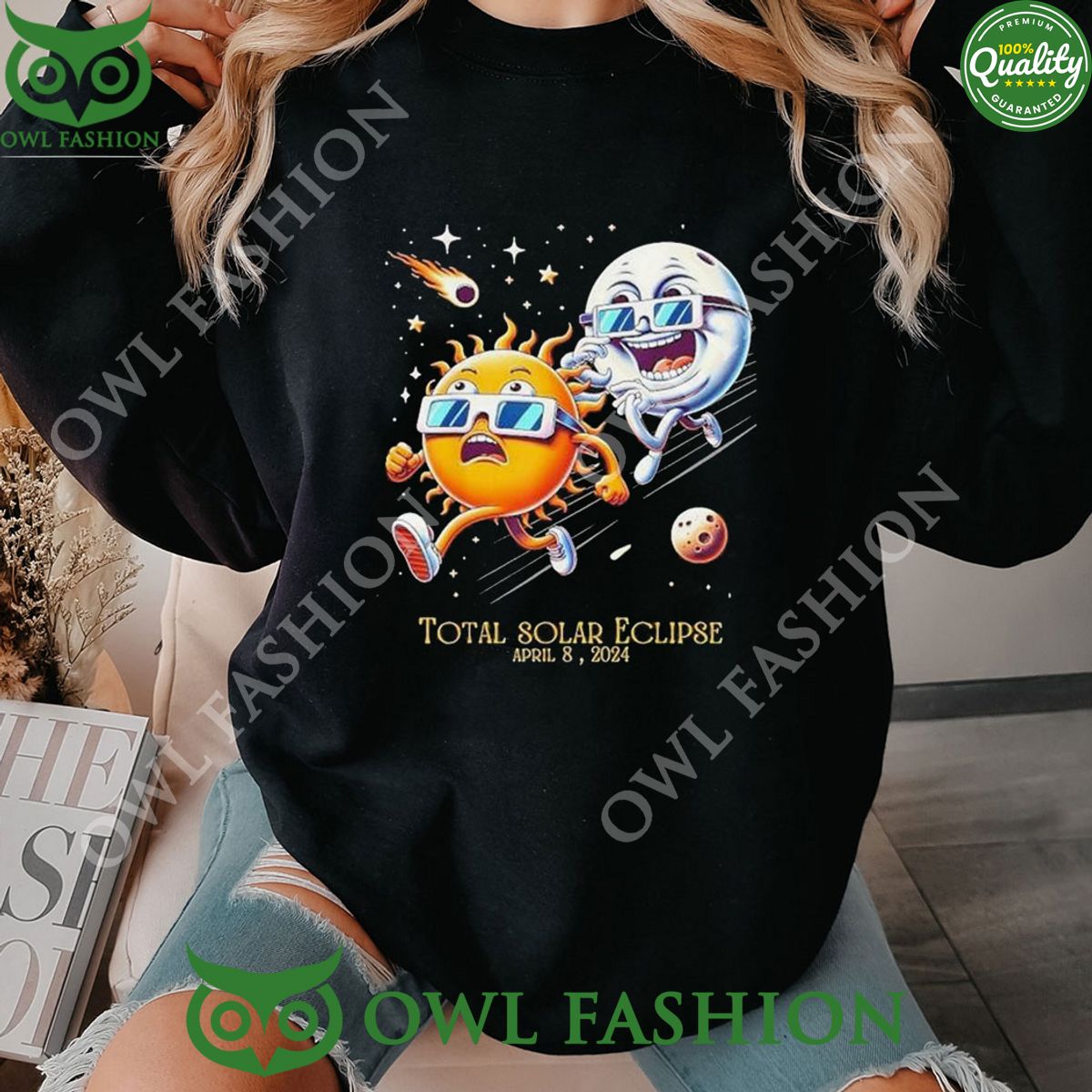 April 8 2024 Total Solar Eclipse - Adult & Kids T-Shirts, Sweatshirts & Hoodies apparel design preview 1