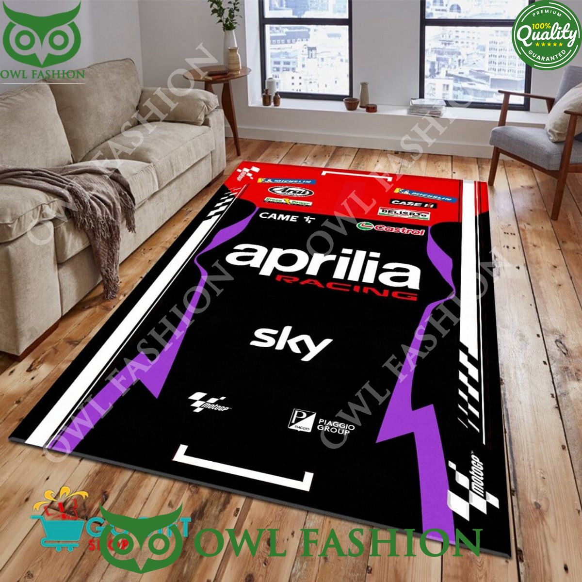 Aprilia Racing Sky Team Limited Carpet Rug - Adult & Kids T-Shirts, Sweatshirts & Hoodies apparel design preview 1