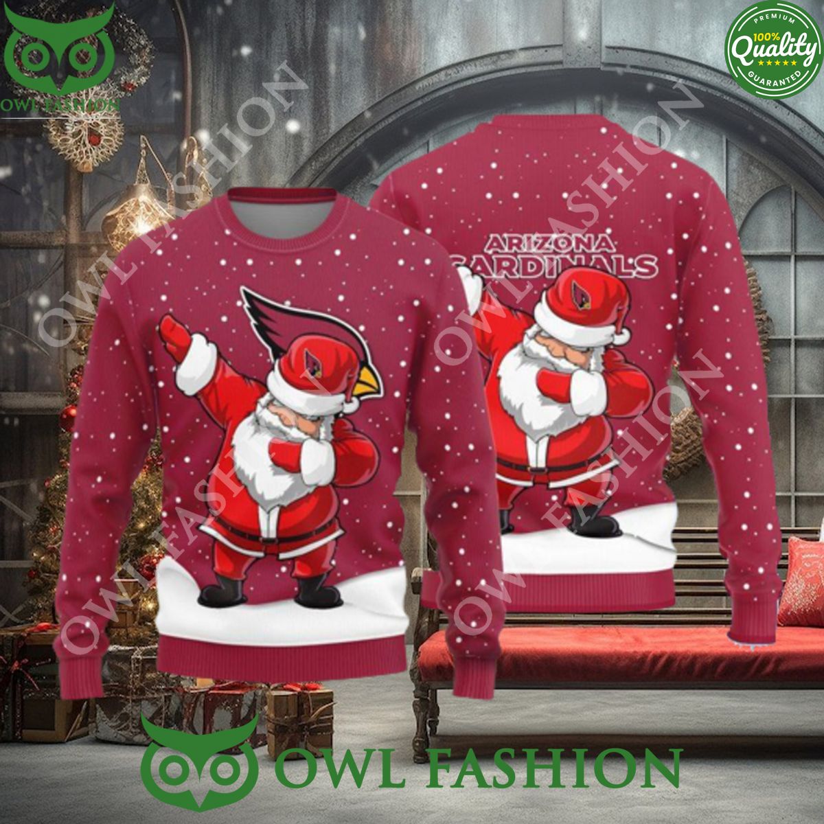 Arizona Cardinals Dab Santa New Style Ugly Sweater - Adult & Kids T-Shirts, Sweatshirts & Hoodies apparel design preview 1