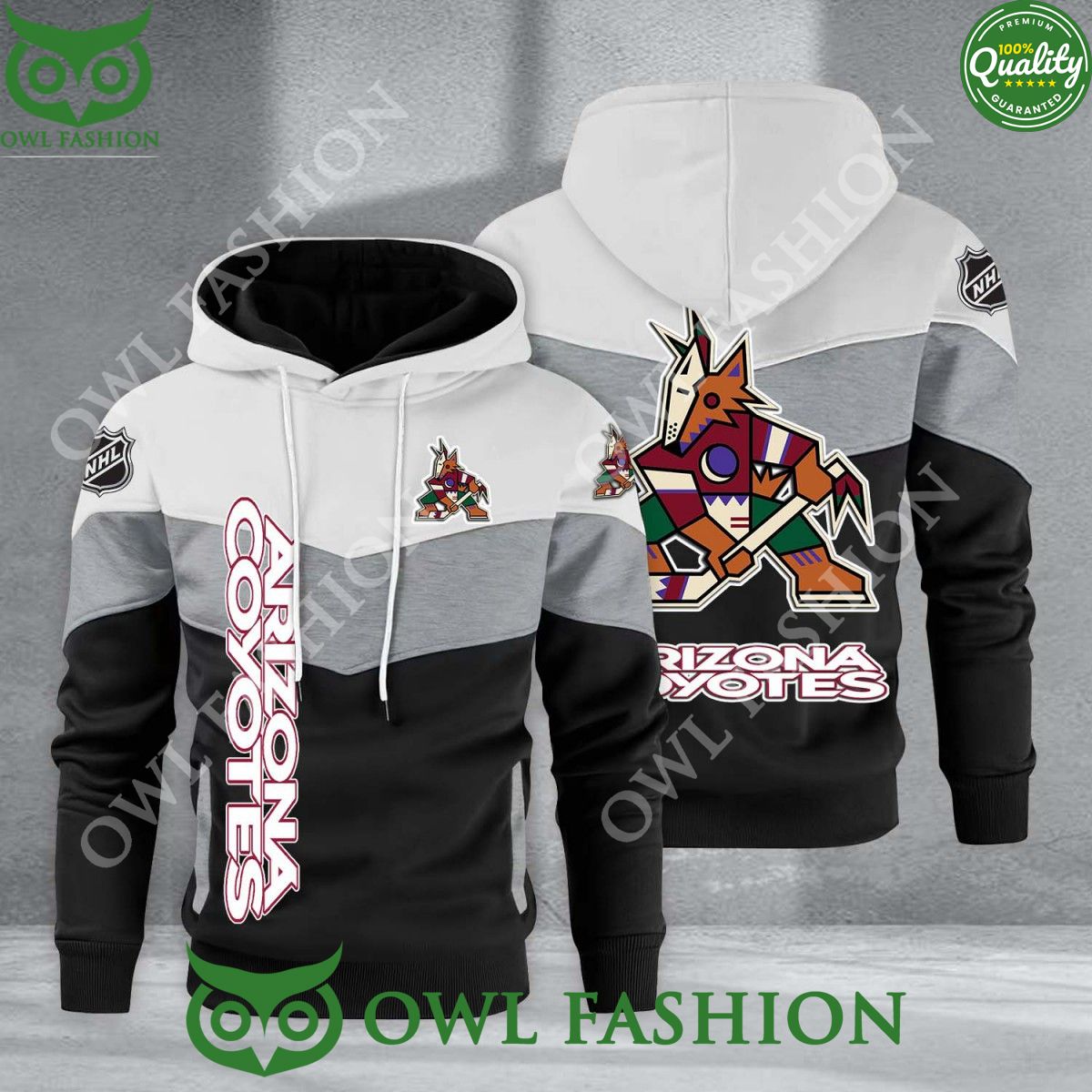 Arizona Coyotes NHL Hockey Black White Printed - Adult & Kids T-Shirts, Sweatshirts & Hoodies apparel design preview 1