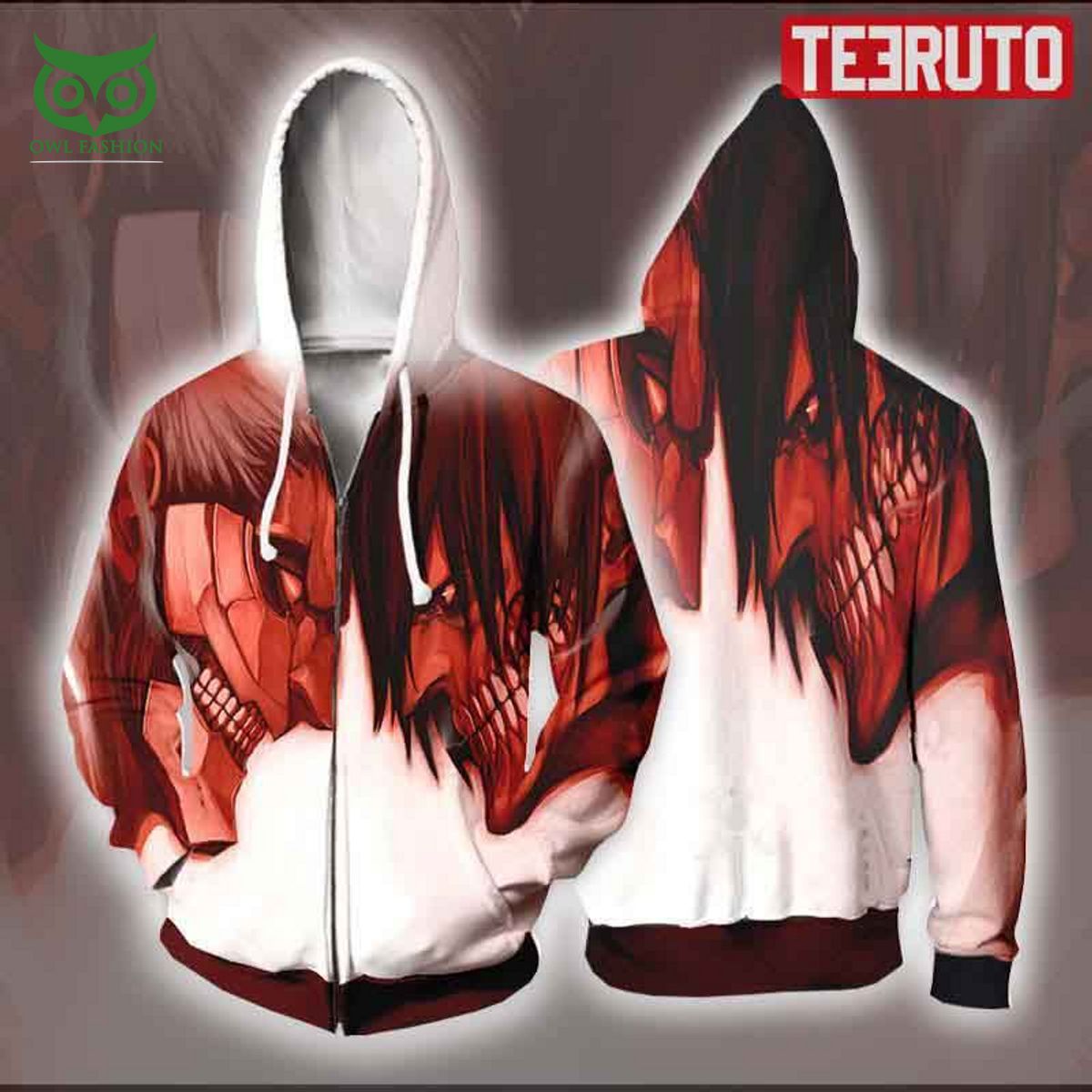 Armored Titan Vs Attack Aot On Zip Up 3D - Adult & Kids T-Shirts, Sweatshirts & Hoodies apparel design preview 1