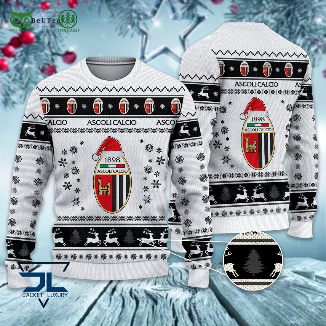 Ascoli Calcio 1898 Football Lega Serie A Ugly Sweater - Adult & Kids T-Shirts, Sweatshirts & Hoodies apparel design preview 1