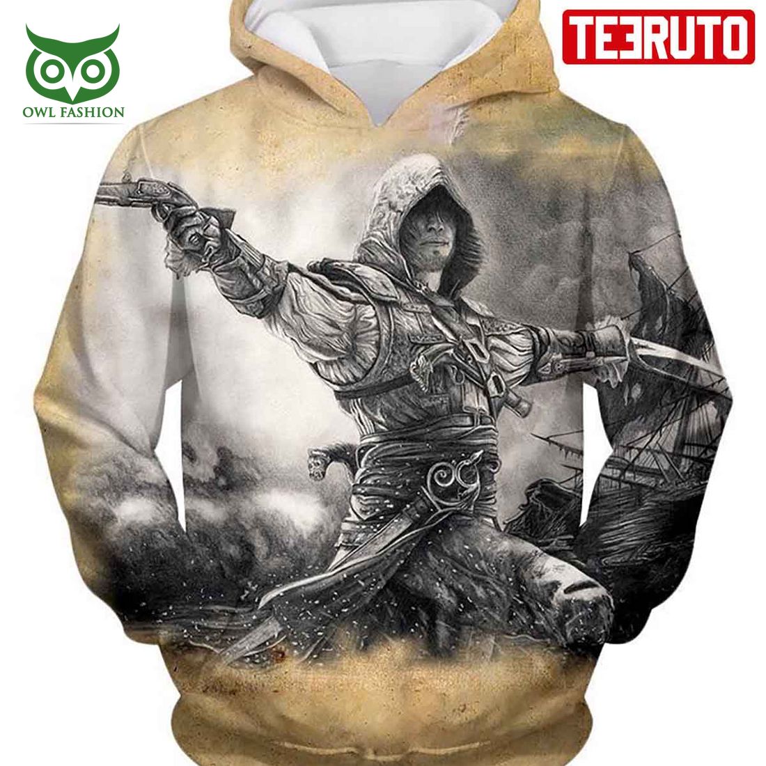 Assassin Edward James Kenway Cool Animation Hd 3d Aop - Adult & Kids T-Shirts, Sweatshirts & Hoodies apparel design preview 1