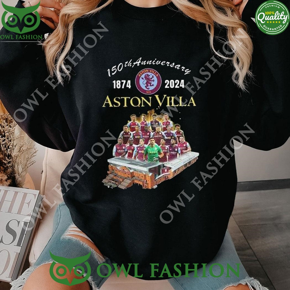 Aston Villa 150th Anniversary 1874 2024 2D - Adult & Kids T-Shirts, Sweatshirts & Hoodies apparel design preview 1