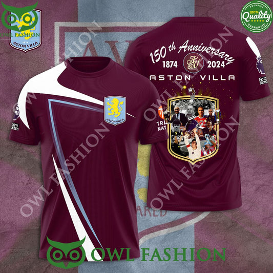 Aston Villa 150th Anniversary 1874 2024 3D - Adult & Kids T-Shirts, Sweatshirts & Hoodies apparel design preview 1