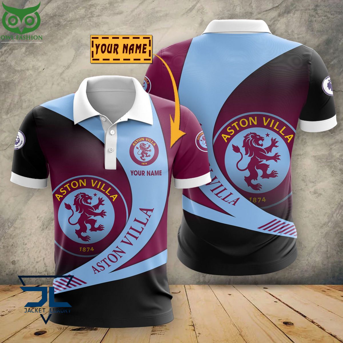Aston Villa F.C Premier League 2023 Customized 3D - Adult & Kids T-Shirts, Sweatshirts & Hoodies apparel design preview 1