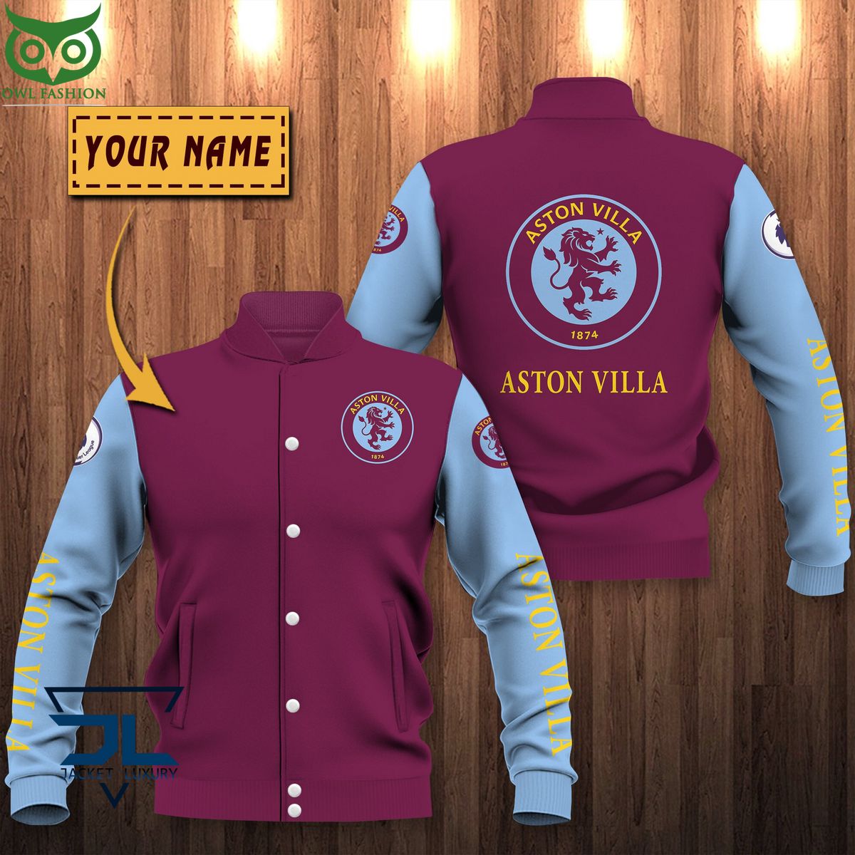 Aston Villa F.C Premier League Custom Baseball Jacket - Adult & Kids T-Shirts, Sweatshirts & Hoodies apparel design preview 1