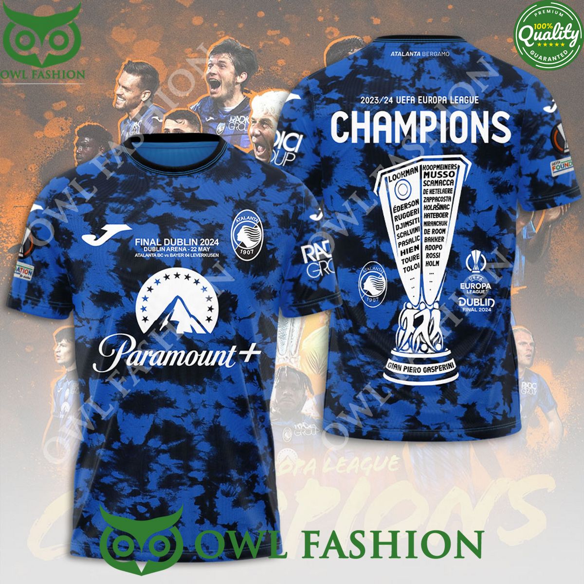 Atalanta BC UEFA Europa League Final Dublin 2024 3D - Adult & Kids T-Shirts, Sweatshirts & Hoodies apparel design preview 1