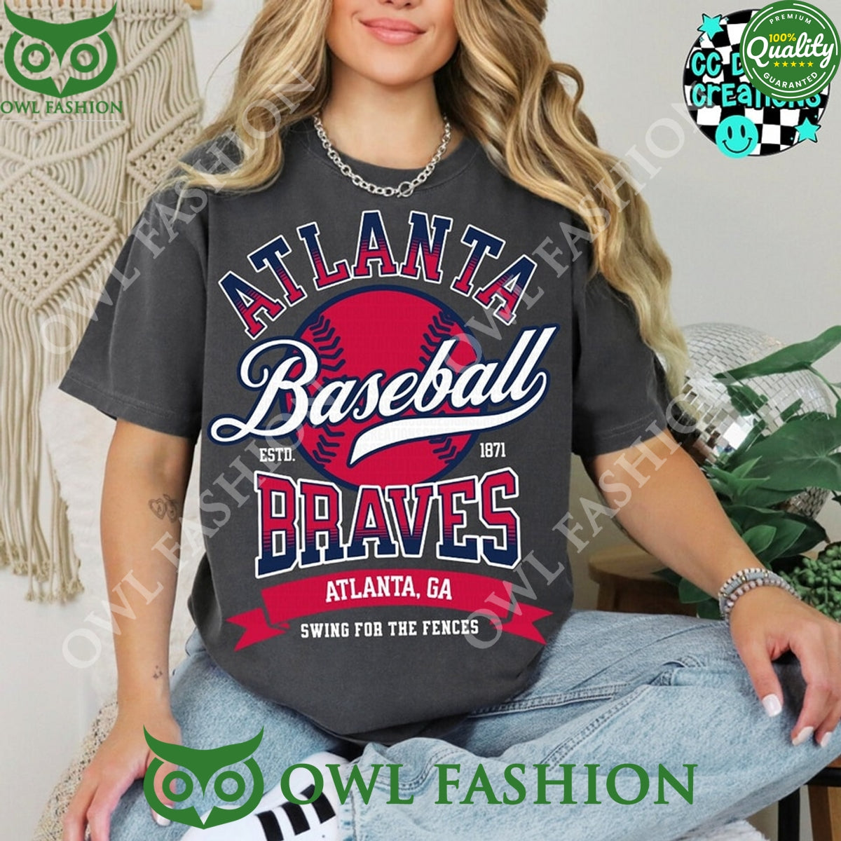 Atlanta Baseball Braves Swing for the Fences - Adult & Kids T-Shirts, Sweatshirts & Hoodies apparel design preview 1