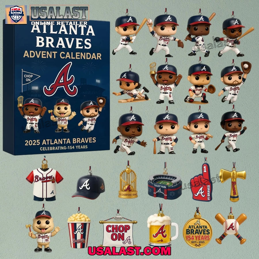 Atlanta Braves 154th Anniversary Advent Calendar - Adult & Kids T-Shirts, Sweatshirts & Hoodies apparel design preview 1