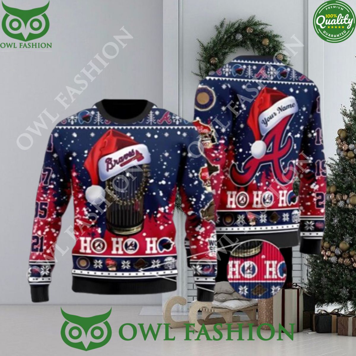 Atlanta Braves 2023 World Series Champions Ho 3D Ugly - Adult & Kids T-Shirts, Sweatshirts & Hoodies apparel design preview 1