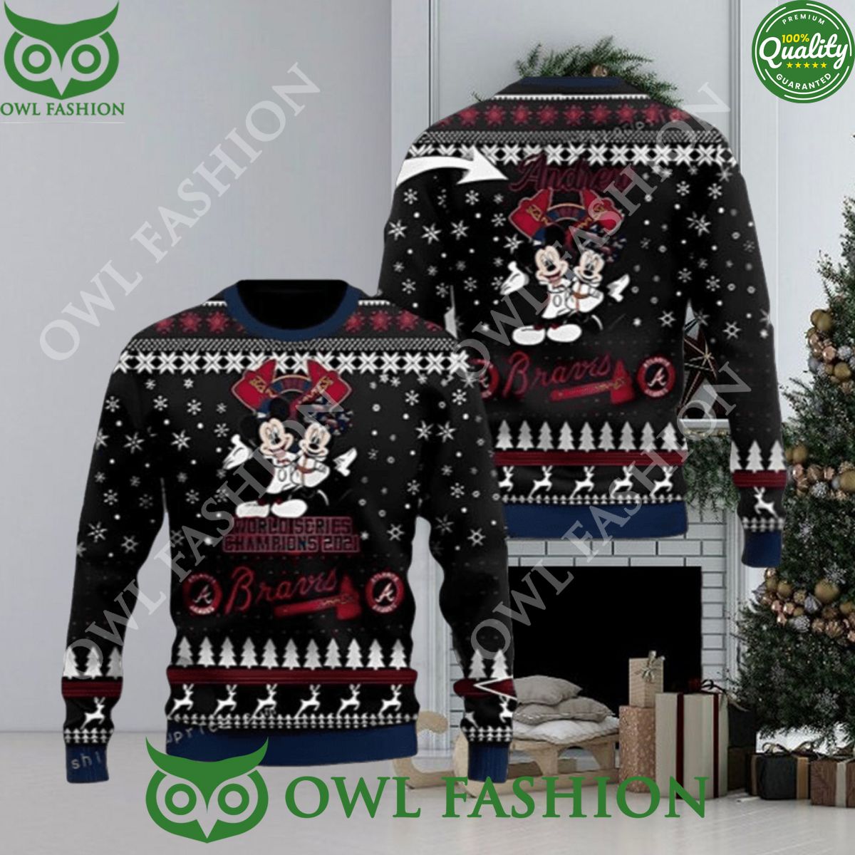 Atlanta Braves Champions Mouse Custom Ugly Christmas - Adult & Kids T-Shirts, Sweatshirts & Hoodies apparel design preview 1