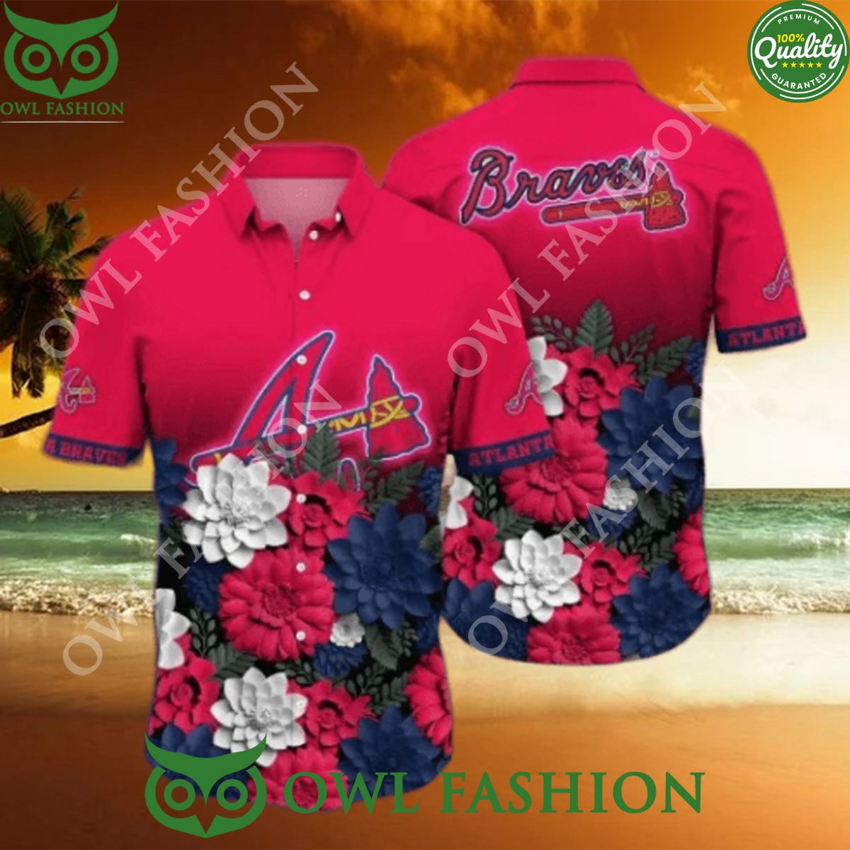 Atlanta Braves MLB Flower Beach Vibe Premium Hawaiian - Adult & Kids T-Shirts, Sweatshirts & Hoodies apparel design preview 1