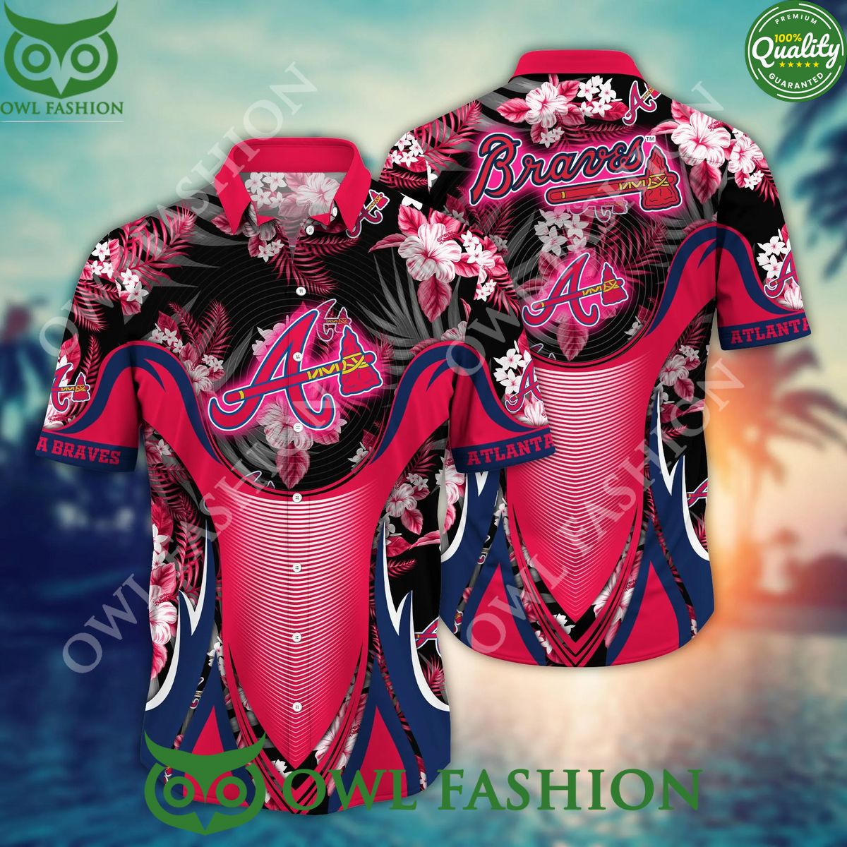 Atlanta Braves MLB Hawaiian Surfing Summer Vibe Aloha - Adult & Kids T-Shirts, Sweatshirts & Hoodies apparel design preview 1