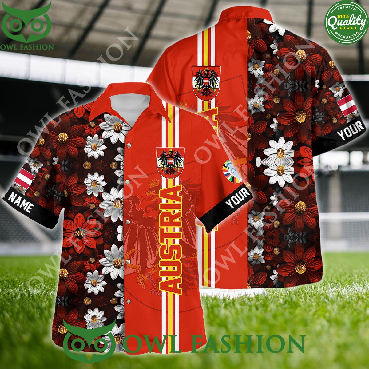 Austria Euro Champion 2024 UEFA Limited Hawaiian - Adult & Kids T-Shirts, Sweatshirts & Hoodies apparel design preview 1