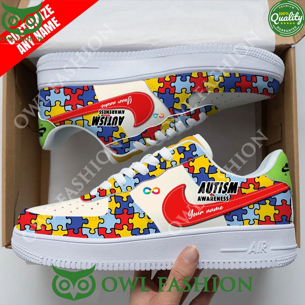 Autism Awareness Custom name Air Force 1 shoes - Adult & Kids T-Shirts, Sweatshirts & Hoodies apparel design preview 1