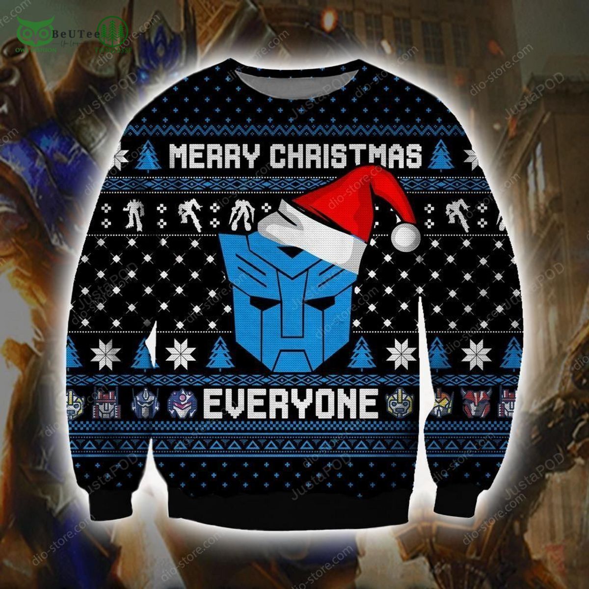 Autobot Transformers Santa Christmas Ugly Sweater - Adult & Kids T-Shirts, Sweatshirts & Hoodies apparel design preview 1
