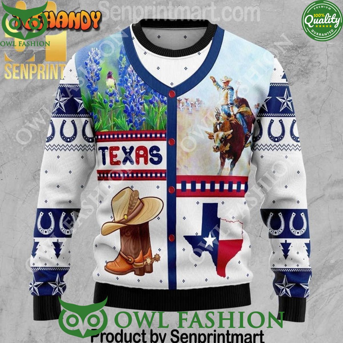 Awesome Texas Wool Blend Ugly Knit Christmas Sweater - Adult & Kids T-Shirts, Sweatshirts & Hoodies apparel design preview 1