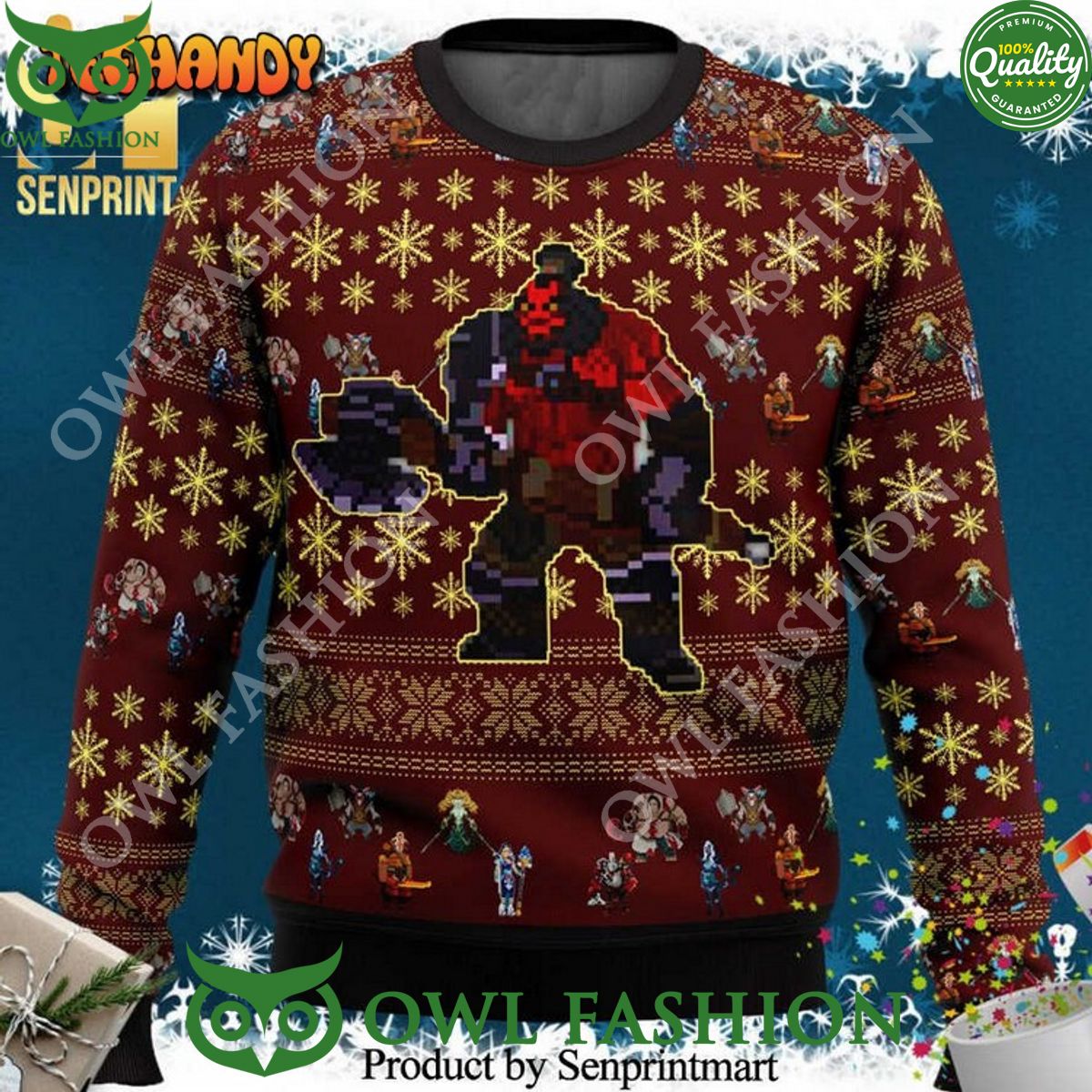 Axe Hero Dota 2 Knitted Ugly Christmas Sweater - Adult & Kids T-Shirts, Sweatshirts & Hoodies apparel design preview 1