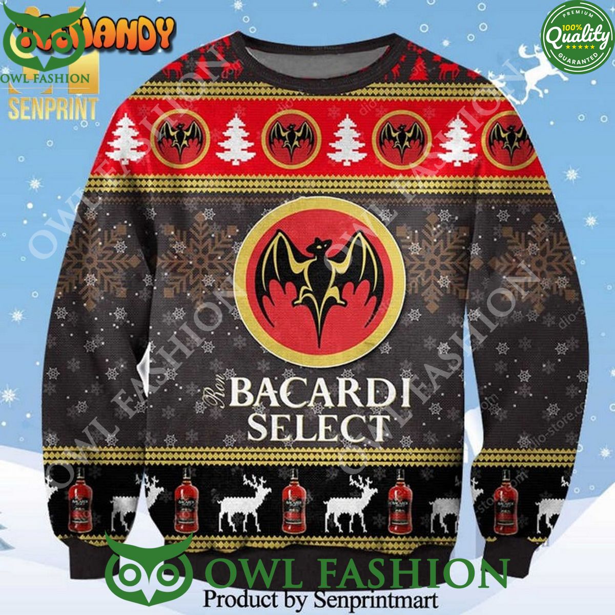 Bacardi Select Rum Knitted Ugly Christmas Sweater - Adult & Kids T-Shirts, Sweatshirts & Hoodies apparel design preview 1