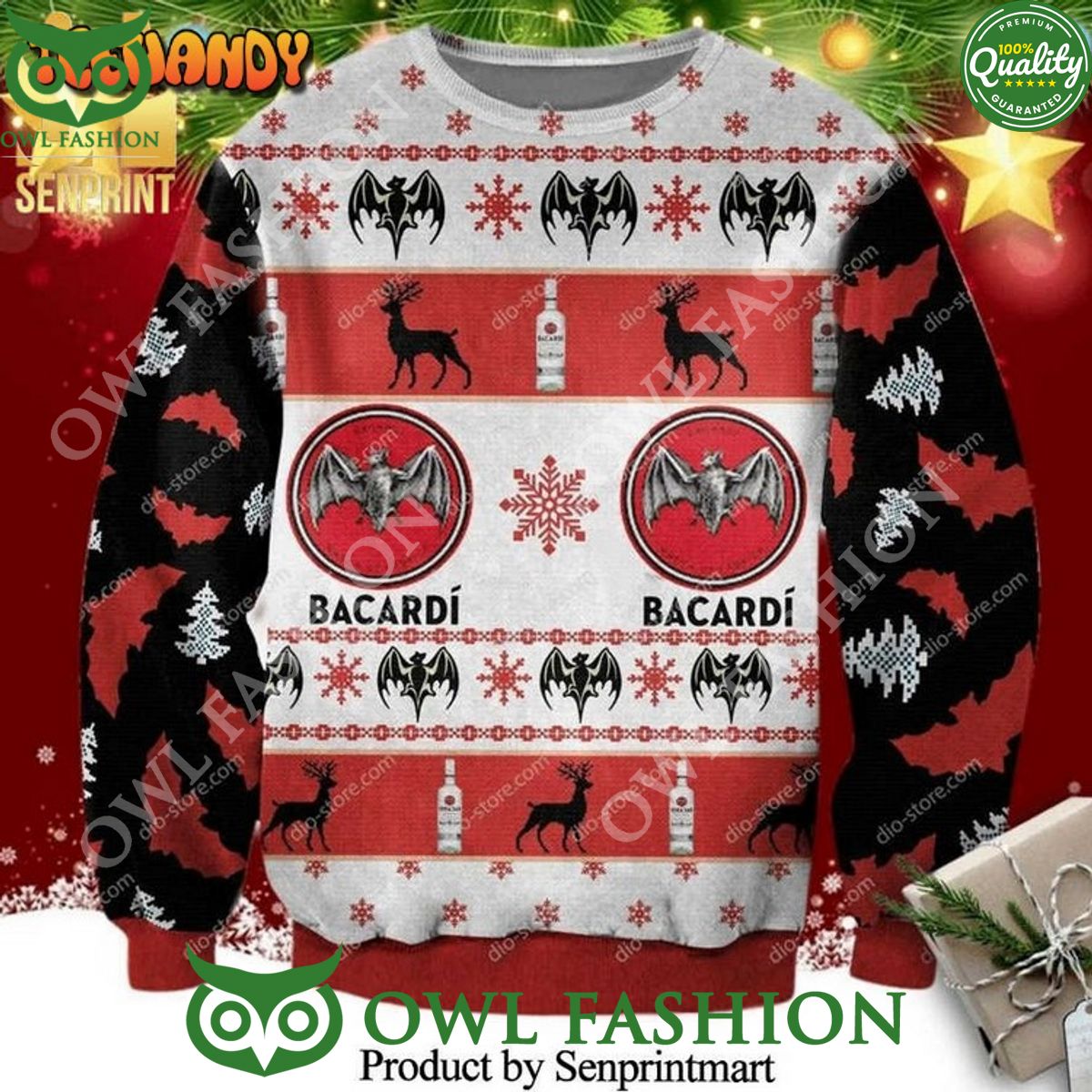 Bacardi Wine Alcohol Knitted Ugly Christmas Sweater - Adult & Kids T-Shirts, Sweatshirts & Hoodies apparel design preview 1