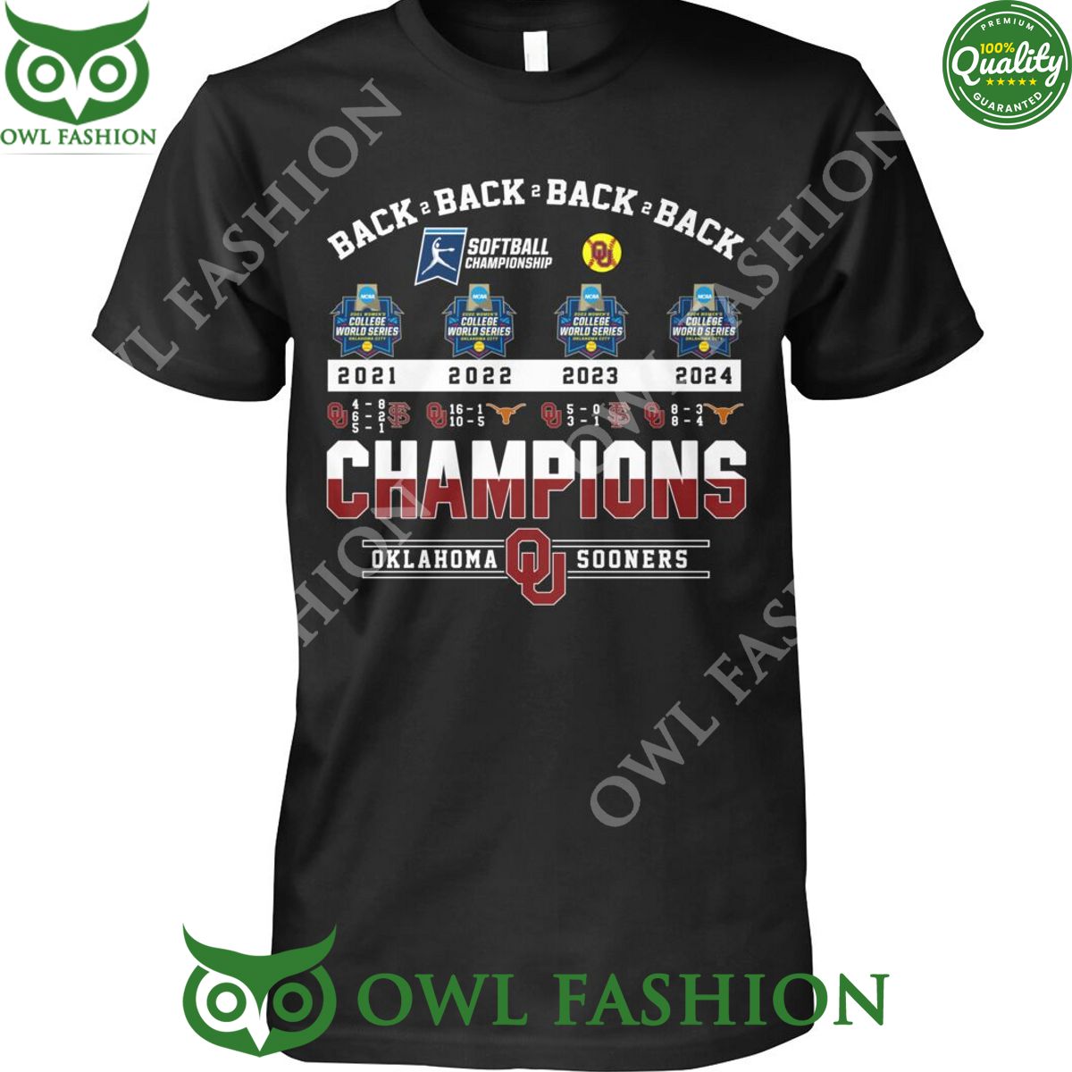 Back 2 4 times champions OKlahoma Sooners Softball - Adult & Kids T-Shirts, Sweatshirts & Hoodies apparel design preview 1