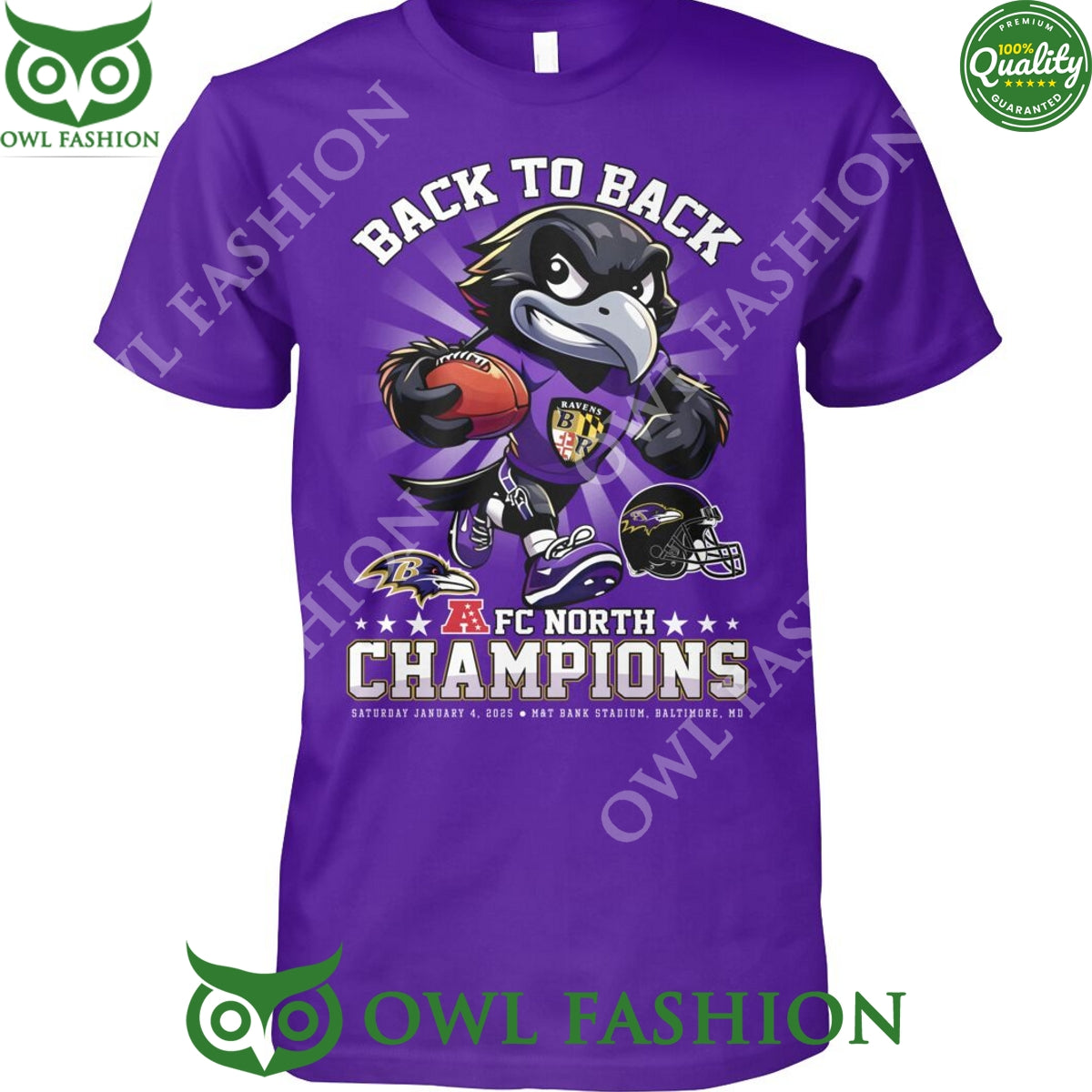 Back to AFC North Champions Ravens - Adult & Kids T-Shirts, Sweatshirts & Hoodies apparel design preview 1